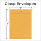 Quality Park Clasp & Moistenable Glue Catalog Envelopes, 9" x 12", Brown Kraft, 100/Box (QUA37890)
