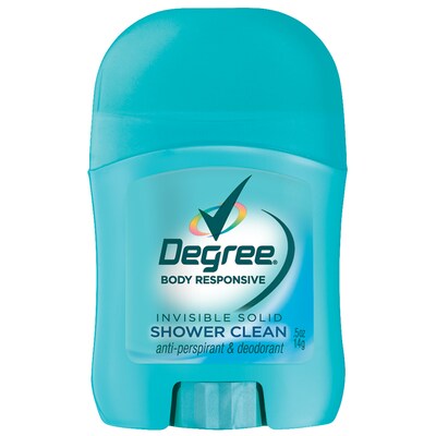 Degree Invisible Solid Anti-Perspirant & Deodorant, Shower Clean, 0.5 oz., 36/Carton (CB564300)
