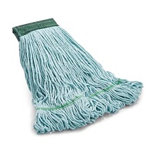 Coastwide Professional™ Looped-End Wet Mop Head, Medium, Recycled PET/Cotton Blend, 5 Headband, Blu