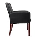 Boss Office Products Box Arm Faux Leather Guest Chair, Black/Mahogany (B619)