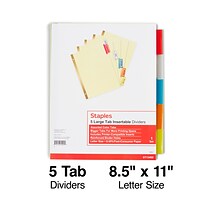 Staples® Insertable Big Tab Dividers, 5-Tab, Assorted (13485/11109)