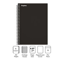 Staples Premium 1-Subject Notebook, 4.38 x 7, College Ruled, 80 Sheets, Black (TR58347M)
