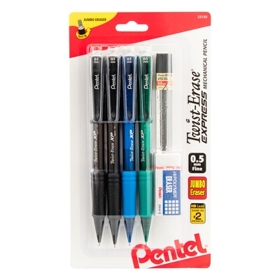 Pentel Twist-Erase Express Mechanical Pencils, No. 2 Medium Lead, 4/pack QE415LZBP4)