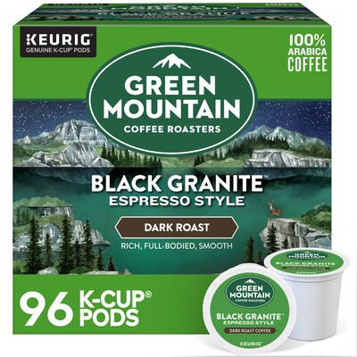 Green Mountain Black Granite Espresso Style Coffee Keurig® K-Cup® Pods, Dark Roast, 96/Carton (50003