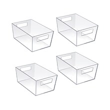 Azar Medium Open Lid Storage Tote, Clear, 4/Pack (556235)