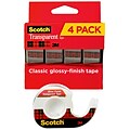 Scotch® Transparent Tape, 3/4 x 23.6 yds., 4 Rolls/Pack (4814)