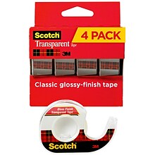 Scotch® Transparent Tape, 3/4 x 23.6 yds., 4 Rolls/Pack (4814)