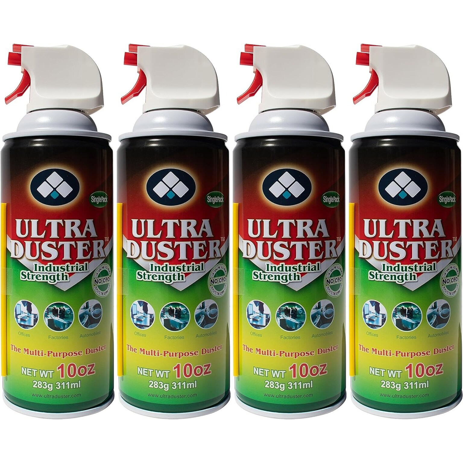 Ultra Duster Industrial Strength Compressed Air Duster Cleaner 10 oz., 4/Pack