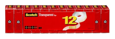 Scotch Transparent Tape Refill, 3/4 x 27.77 yds.,  12-Pack (600K12)