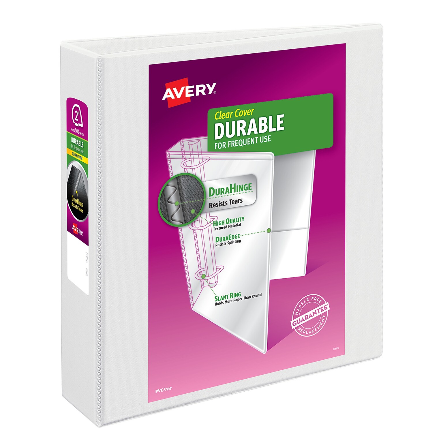 Avery 2 3-Ring View Binders, D-Ring, White (09501)