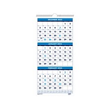 2024 House of Doolittle Compact 8 x 17 Three-Month Wall Calendar, White/Blue (3646-24)
