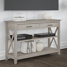 Bush Furniture Key West 47W x 16D Console Table with Drawers and Shelves, Washed Gray (KWT248WG-03