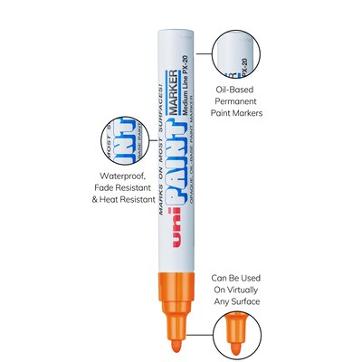 uni PAINT PX-20 Oil-Based Marker, Medium Tip, Orange (63607)