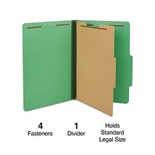 Quill Brand® 2/5-Cut Tab Pressboard Classification File Folders, 1-Partition, 4-Fasteners, Legal, Gr