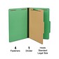 Quill Brand® 2/5-Cut Tab Pressboard Classification File Folders, 1-Partition, 4-Fasteners, Legal, Green, 15/Box (747034)