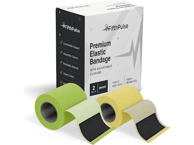 FifthPulse 3 x 180 Polyester Elastic Bandages, 2/Pack (FP-EBAND-BR-2PK)