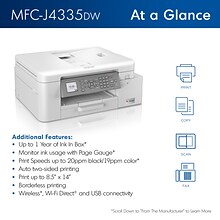 Brother INKvestment Tank MFC-J4335DW Wireless Color All-in-One Inkjet Printer