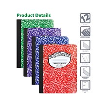 Better Office 1-Subject Composition Notebooks, 7.5 x 9.75, Wide Ruled, 100 Sheets, Assorted Colors