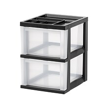 Iris 2-Compartment Stackable Desk Storage, Black/Translucent White (116352)
