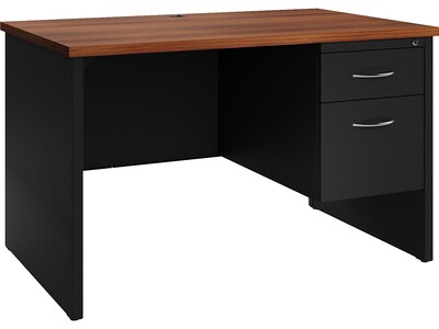 Hirsh 48"W Single-Pedestal Desk, Black/Walnut (20539)