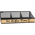 Mind Reader Network Collection 3-Compartment Wire Mesh Coffee Station, Black/Light Wood (COFFEETIME-