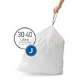simplehuman Code J 8-12 Gallon Trash Bag, 6.5 x 8.9, Low Density, 1.3 mil, White, 240 Bags/Box (CW