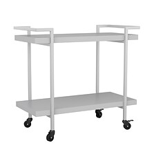 Martha Stewart Liam 2-Shelf Engineered Wood Mobile Office Storage and Printer Cart with Locking Whee