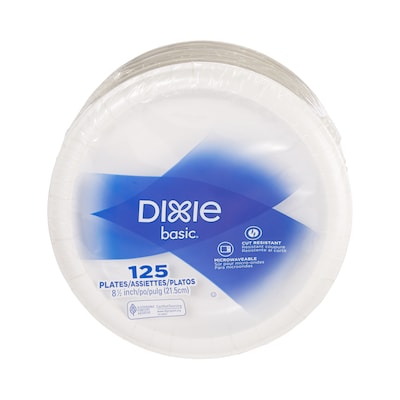 Dixie Basic Paper Plates, White, 8.8", 500/Carton (DBP09WCT)