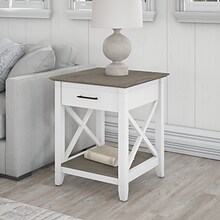 Bush Furniture Key West 20 x 20 End Table, Shiplap Gray/Pure White (KWT120G2W-03)