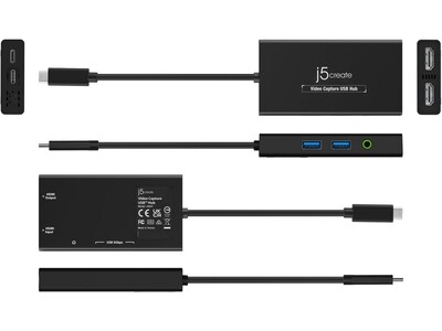 j5create 6-Port USB-C Hub, Black (JVA01)