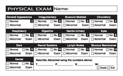 Veterinary Examination Medical Labels, Physical Exam, White, 2-1/2x4, 100 Labels