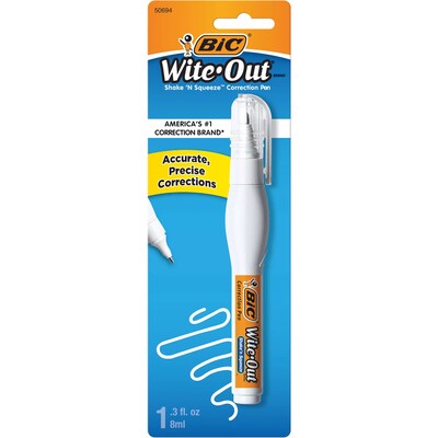 BIC Wite-Out Shake 'N Squeeze Correction Pen, White (50694/WOSQPP11)