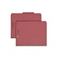 Smead 100% Recycled Pressboard Classification Folders, 2" Expansion, Letter Size, 2 Dividers, Red, 10/Box (14024)