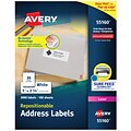 Avery Repositionable Laser Address Labels, 1 x 2-5/8, White, 30 Labels/Sheet, 100 Sheets/Box (5516