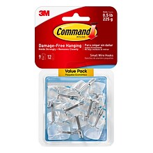 Command Small Wire Toggle Hooks, Damage Free Hanging of Dorm Room Decorations, 9 Command Hooks, 12 C