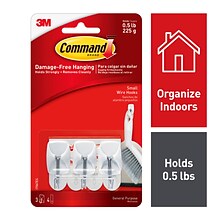 Command™ Small Wire Hooks, White, 3 Hooks (17067ES)