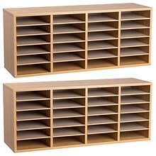 AdirOffice 500 24-Compartment Literature Organizers, 39.3 x 11.8, Medium Oak (500-24-MEO-2PK)