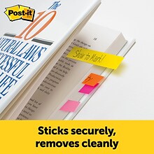 Post-it Page Markers, Assorted Colors , .5 in. x 1.875 in., 100 Sheets/Pad, 5 Pads/Pack (6705AN)