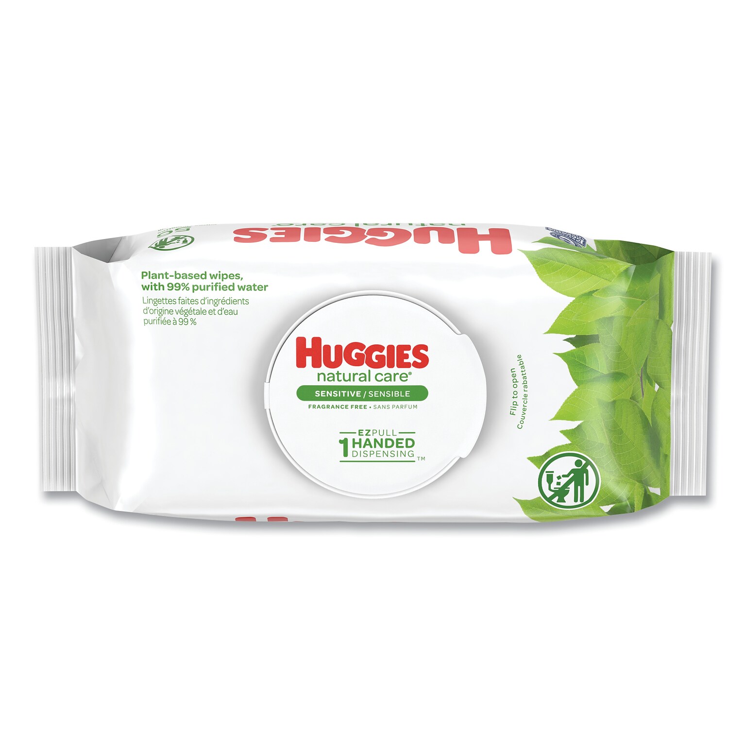 Huggies® Natural Care Sensitive Baby Wipes, Unscented, White, 56/Pack, 8 Packs/Carton (KCC31803)