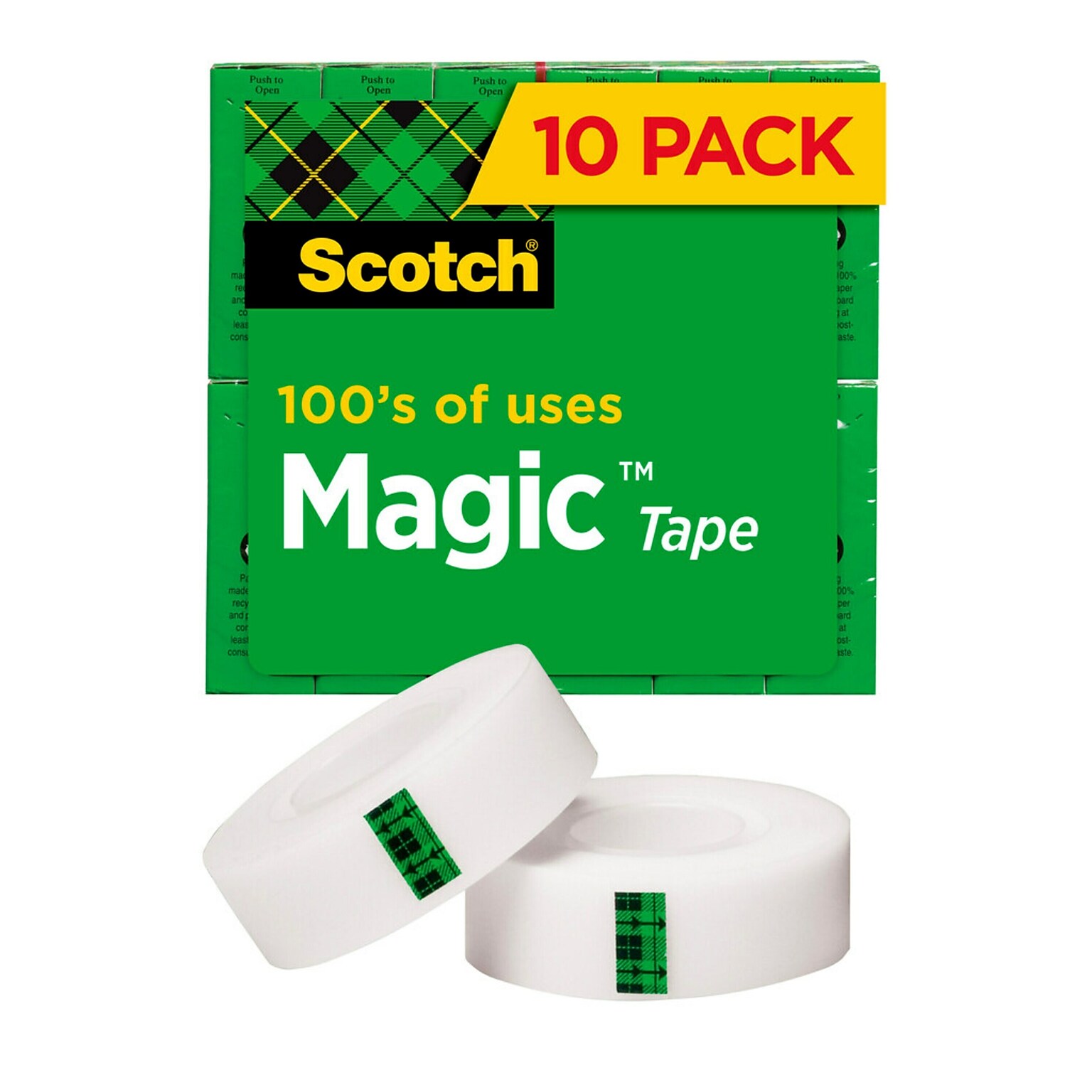 Scotch Magic Tape, Invisible, 3/4 in x 1000 in, 10 Tape Rolls, Clear, Refill, Home Office and Back to School Classroom Supplies