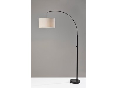 Simplee Adesso Rockwell 74" Matte Black Floor Lamp with Drum Oatmeal Shade (SL1170-01)