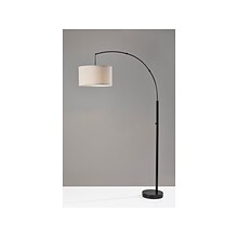 Simplee Adesso Rockwell 74 Matte Black Floor Lamp with Drum Oatmeal Shade (SL1170-01)