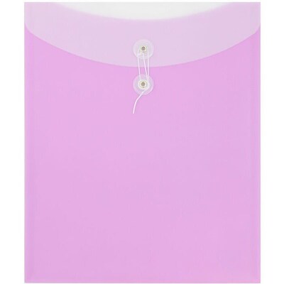 JAM PAPER Plastic Envelopes with Button & String Tie Closure, Letter Open End, 9 1/2 x 12, Two-Tone