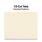 Quill Brand® Premium File Folders,  Assorted Tabs, 1/3-Cut, Letter Size ,Manila, 100/Box (741137)