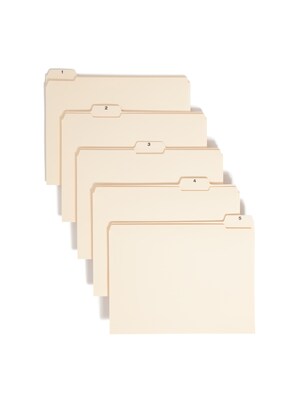 Smead Indexed File Folder Set, Daily (1-31) Folders, Reinforced 1/5-Cut Tab, Letter Size, Manila, 31