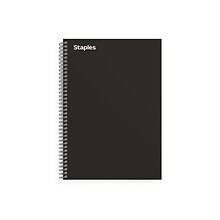 Staples Premium 3-Subject Notebook, 5.88 x 9.5, College Ruled, 138 Sheets, Black (TR58351)