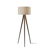 Adesso Director 60.25 Walnut Floor Lamp with Off-White Drum Shade (6424-15)