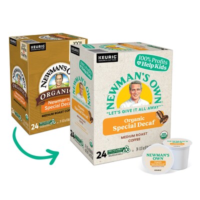 Newman's Own Organics Special Decaf Coffee, Medium Roast, 0.31 oz. Keurig® K-Cup® Pods, 24/Box (4051)