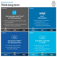 HP 23.8 All-in-One Desktop Computer, Intel Core i3-1115G4, 8GB Memory, 256GB SSD (318L8AA#ABA)