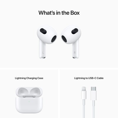 Apple AirPods (3rd Generation) Bluetooth Earbuds with Lightning Charging Case, White (MPNY3AM/A)